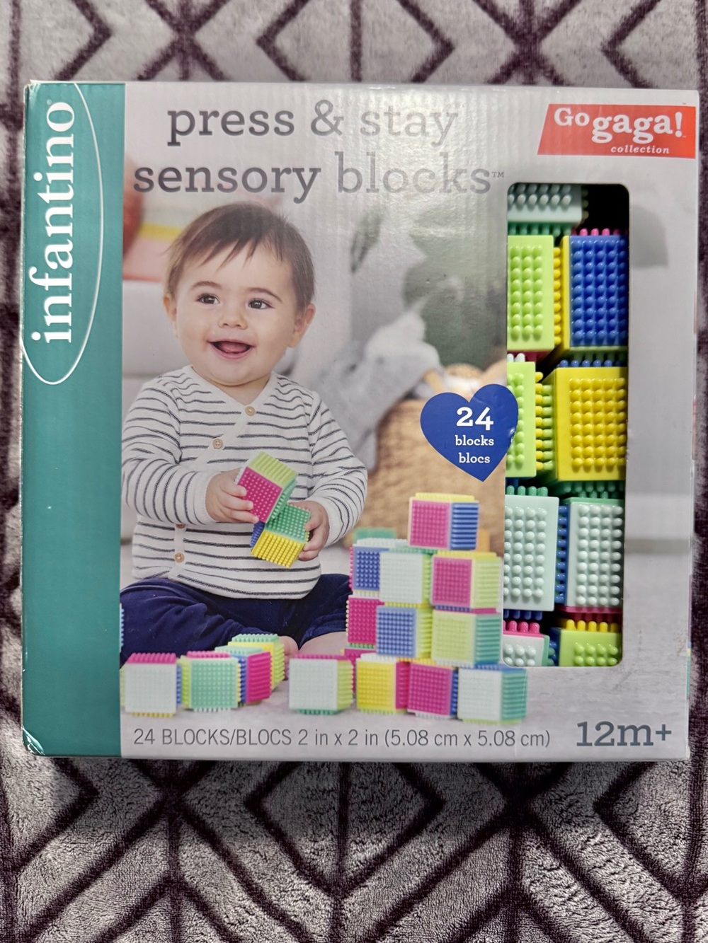 Infantino Press & Stay Sensory Blocks - Pastel Multicolor Set